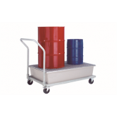 移动型钢制盛漏托盘-双桶垂直放置