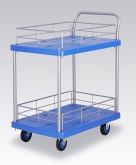 静音手推车 PLA200Y-T2-HL2-D 二层护栏式