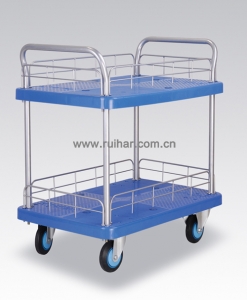 静音手推车 PLA300Y-T2-HL2-D 二层护栏式