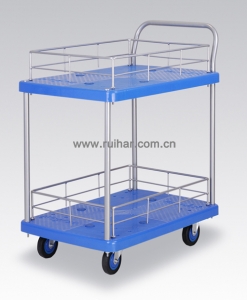静音手推车 PLA200Y-T2-HL2-D 二层护栏式