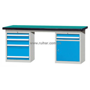 重型工作台带四抽边柜和1抽单门柜(台面厚50mm)