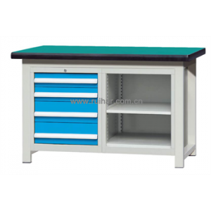 焊接式重型工作台带四抽搁板柜(台面厚50mm)