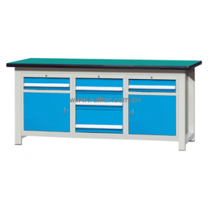 焊接式重型工作台带2组1抽单门柜和四抽柜(台面厚50mm)