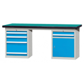 重型工作台带四抽边柜和1抽单门柜(台面厚50mm)