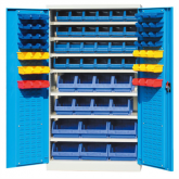 开门型层板式零件盒存储柜带百叶门板