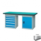 50mm复合/榉木/铁板/不锈钢桌面双侧5抽1门柜重型工作桌