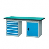 50mm复合/榉木/铁板/不锈钢桌面双侧5抽1门柜重型工作桌