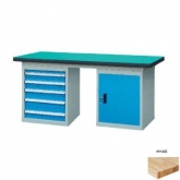 50mm复合/榉木/铁板/不锈钢桌面双侧5抽1门柜重型工作桌