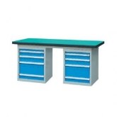 50mm复合/榉木/铁板/不锈钢桌面双侧4抽柜重型工作桌