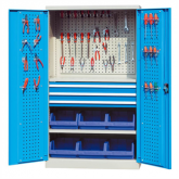 双开门重型存储柜(带门背挂板和零件盒)