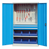 双开门重型存储柜(带背挂板和零件盒)
