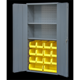 双开门重型存储柜(带搁板和物料箱)