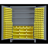 双开门重型存储柜(带搁板和物料箱及地脚)