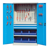 双开门重型存储柜(带门背挂板和零件盒)