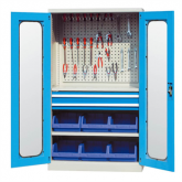 2层2抽可视门重型存储柜1000×600×1800mm含6个物料盒带方孔背板