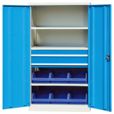 双开门重型存储柜(带搁板和零件盒)
