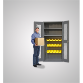 双开门可内视重型存储柜(带搁板和物料箱)