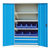 双开门重型存储柜(带搁板和零件盒)