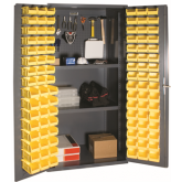 双开门重型存储柜(带搁板和物料箱)