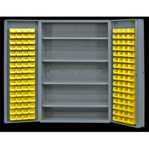 双开门重型工业存储柜(带搁板和物料箱),DC48-128-4S-95