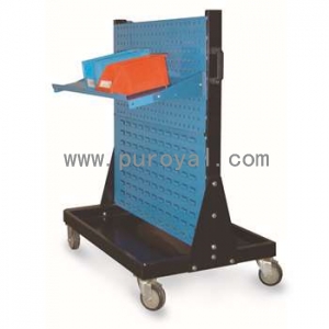 移动型双面物料架960×610×1110mm(2方孔2百叶)，KM-2222