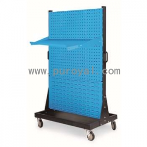 移动型双面物料整理架960×610×1560mm(2方孔4百叶)，KM-2324