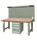 重型工作台带四抽底柜和挂板(榉木台面),XFJ-24040G02