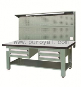 重型工作台带四吊抽/底部搁板和挂板(防火板台面),XFK-2122DG