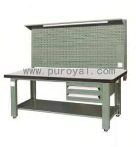 重型工作台带双吊抽/底部搁板和挂板(防火板台面),XFK-1520DG