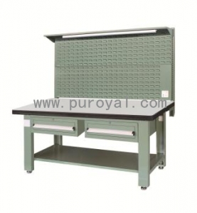 重型工作台带双单抽/底部搁板和挂板(防火板台面),XFK-2111DG